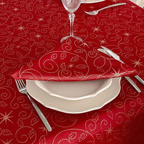 Serviettes de table de 45cm avec traitement imperméable rouge et argent - 2