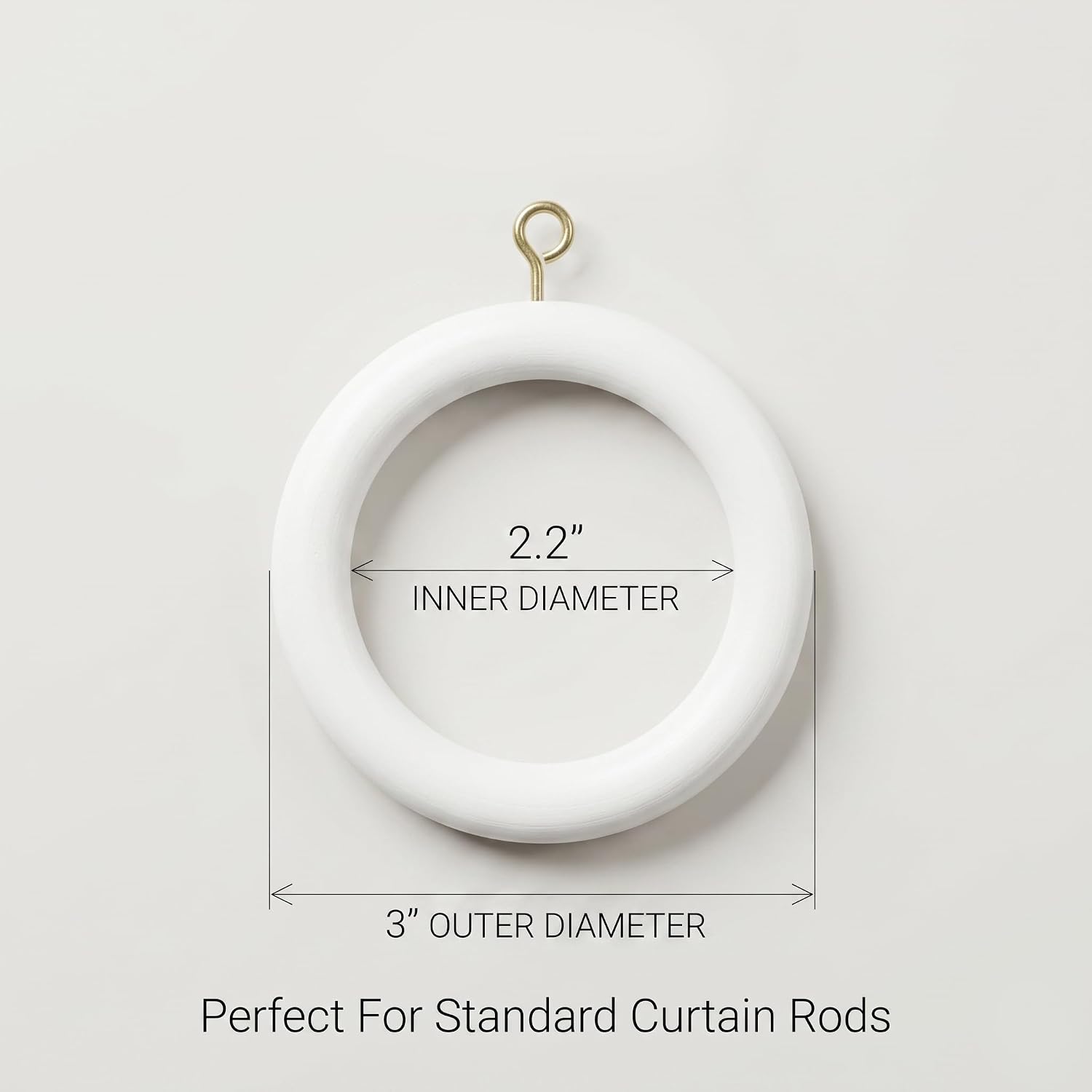 White Wooden Curtain Rod Ring, Wood Curtains Rings, Hooks, and Hangers for Shower Curtains and Drapery, Durable Wooden Ring for Hanging (24, 2.2 INCH Inner Dia.) image 4