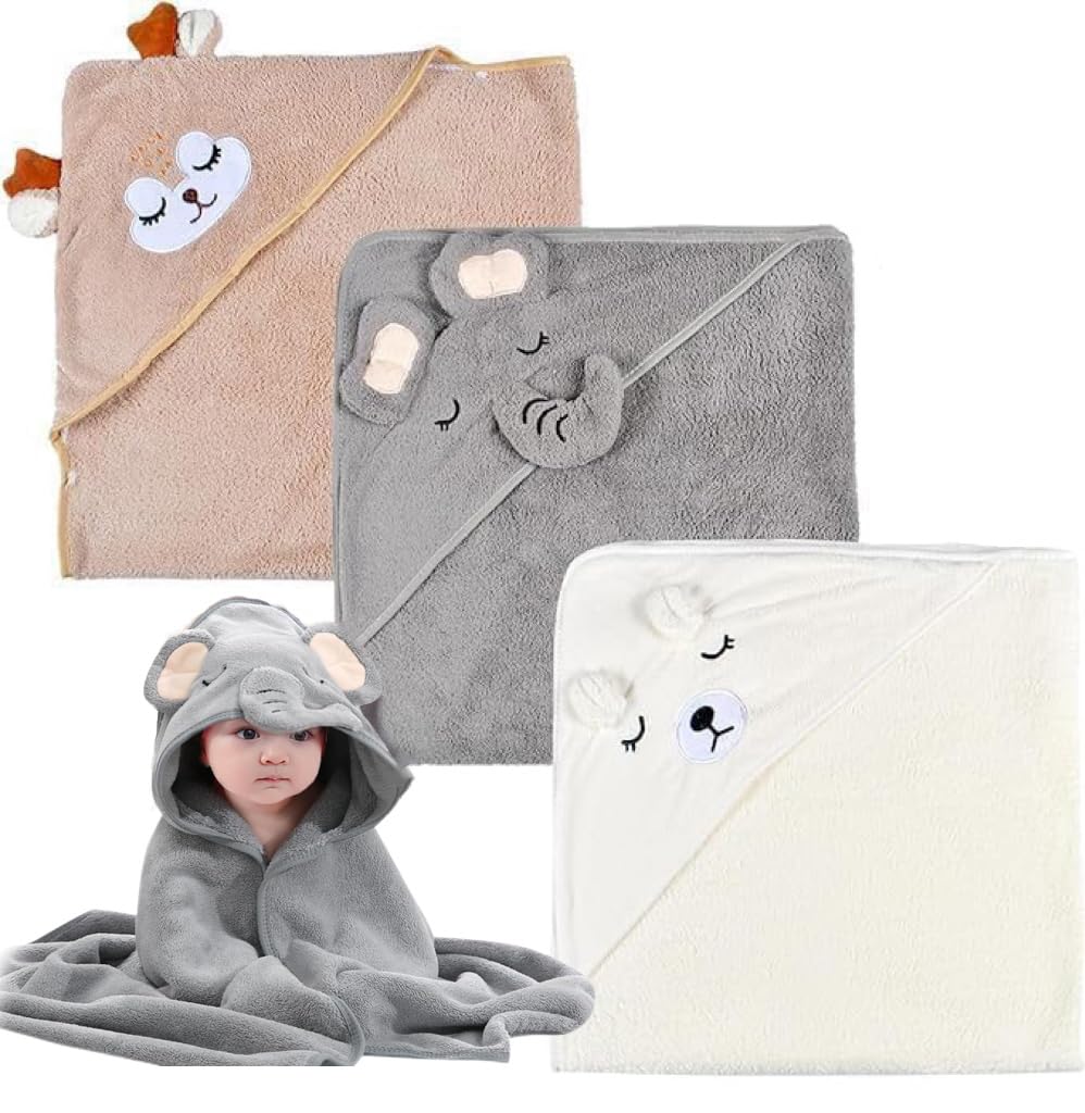 3 Pièces Serviette de Bain Capuche Douces & Absorption Forte, Super Absorbante, Cape de Bain pour Piscine, à la Plage, Après la Douche