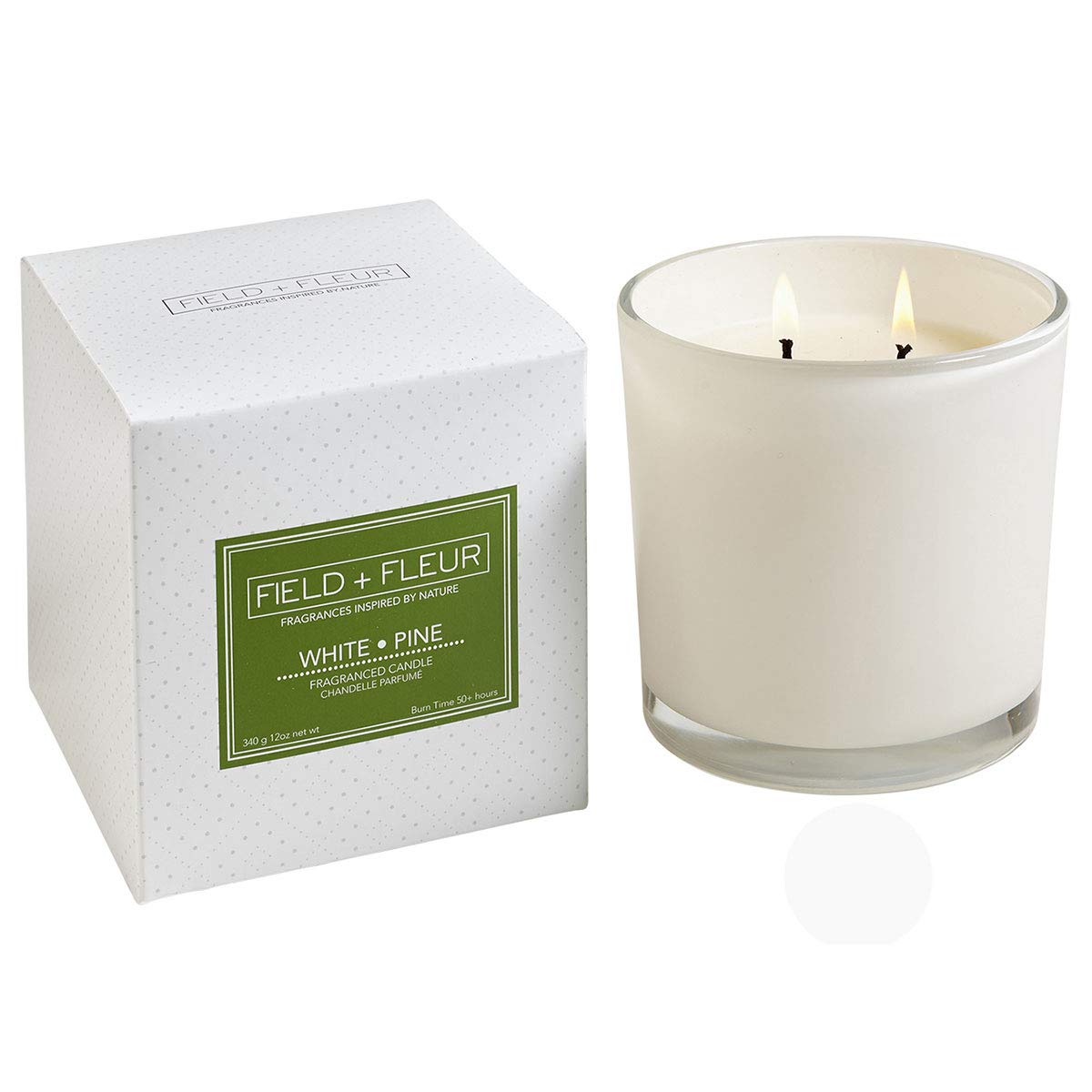 Field + Fleur2-Wick White Glass Jar Candle White