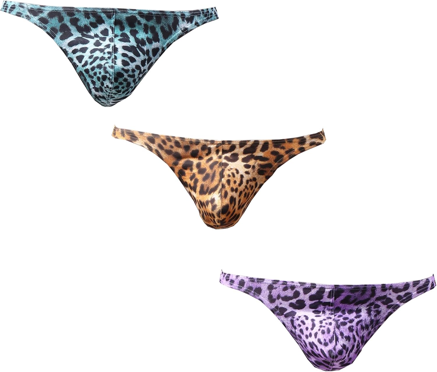 Men's Leopard Thong Fashion G-String Low Rise Bikini Briefs Underwear