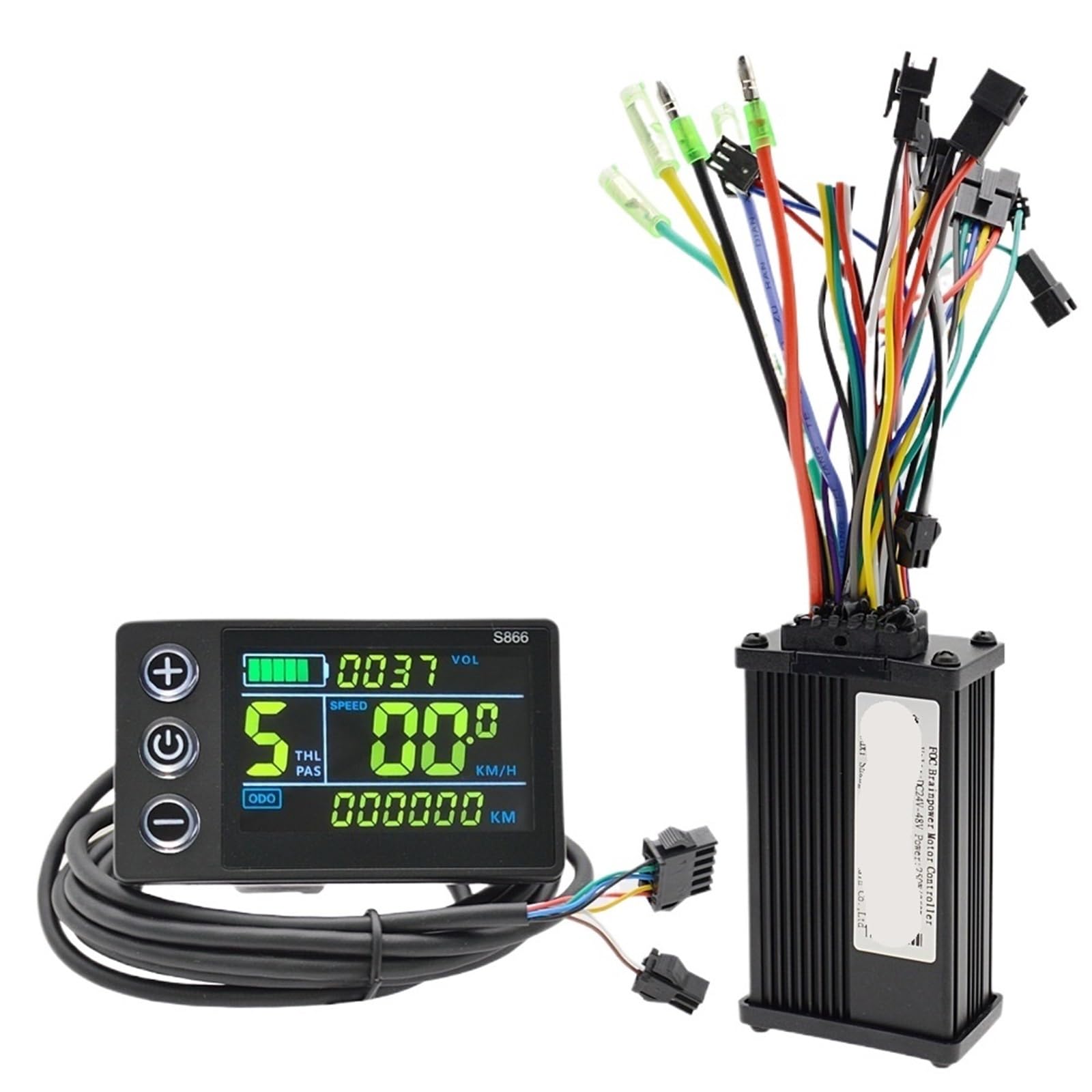 Pantalla para Ebike, Kit De Controlador Onda Sinusoidal S866 con Pantalla LCD, Conjunto Conversión Motor