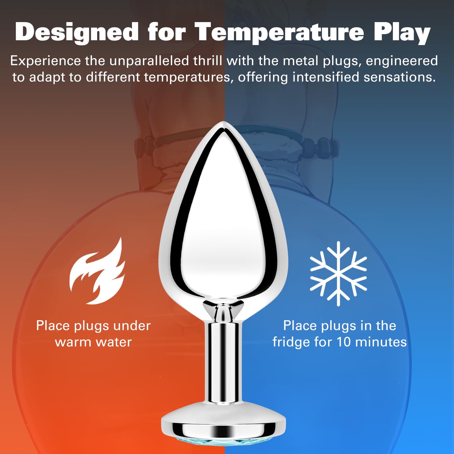 Anal Plug Beginner Set, 4 PCS Stainless Steel Butt Plug Training Kit with Jewel Base, Metal Anal Plugs for Gradual Training, Wide Base for Safety & Secure Fit for Women & Men Couples: Blue