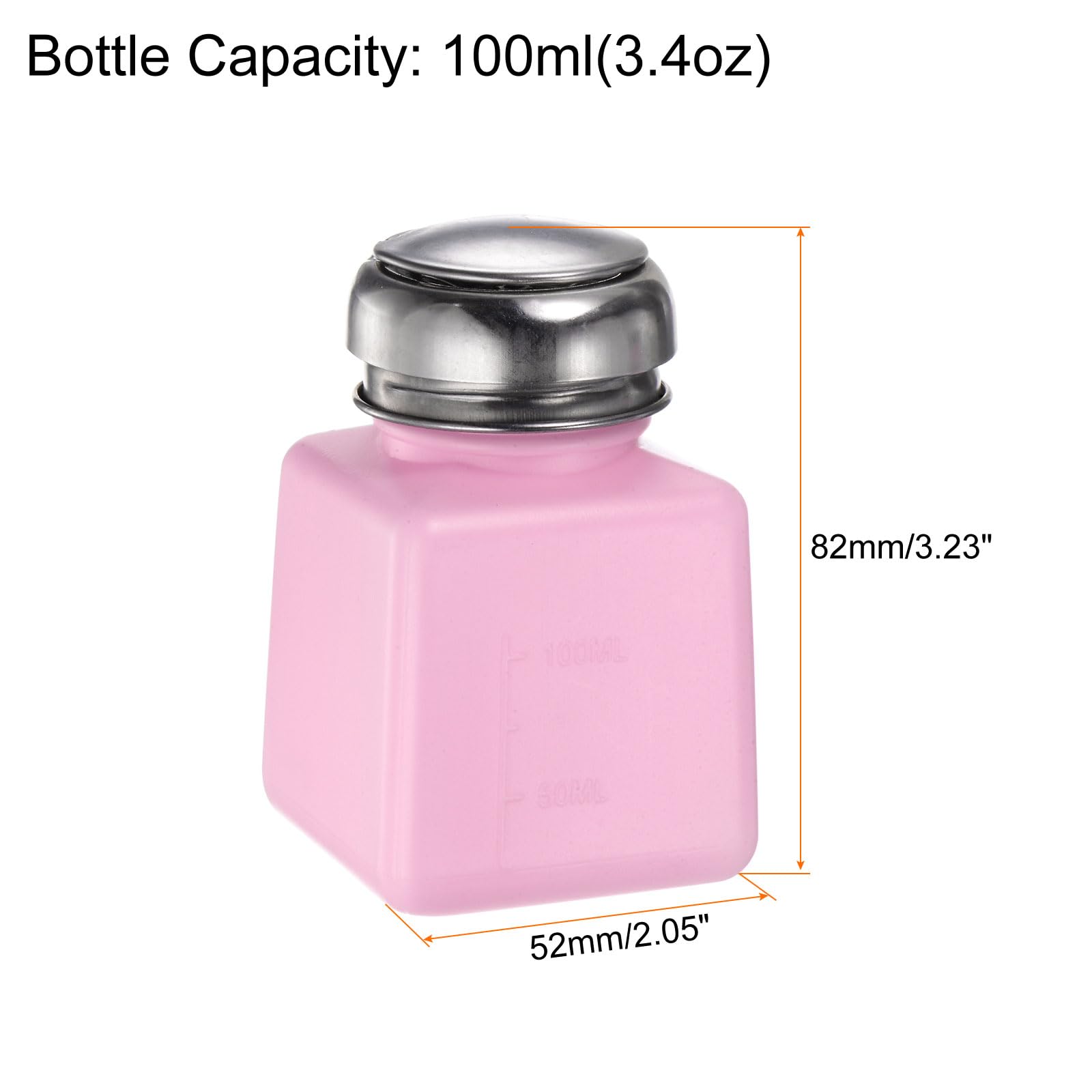 QUARKZMAN 3pz Dispenser Solventi Alcol, 100ml(3.4oz) Dispenser Liquidi Pressione, Coperchio Sigillante Acciaio Inox per Acetone, Detergente, Solvente Smalti, Rosa