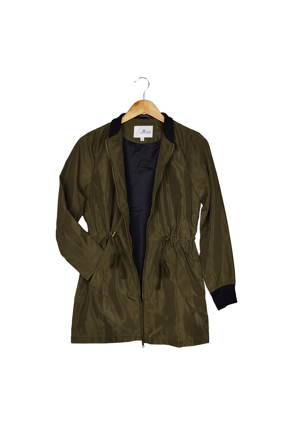 Rosio Women's Long Sleeve Lightweight Zip Up Jacket With Waist Tie