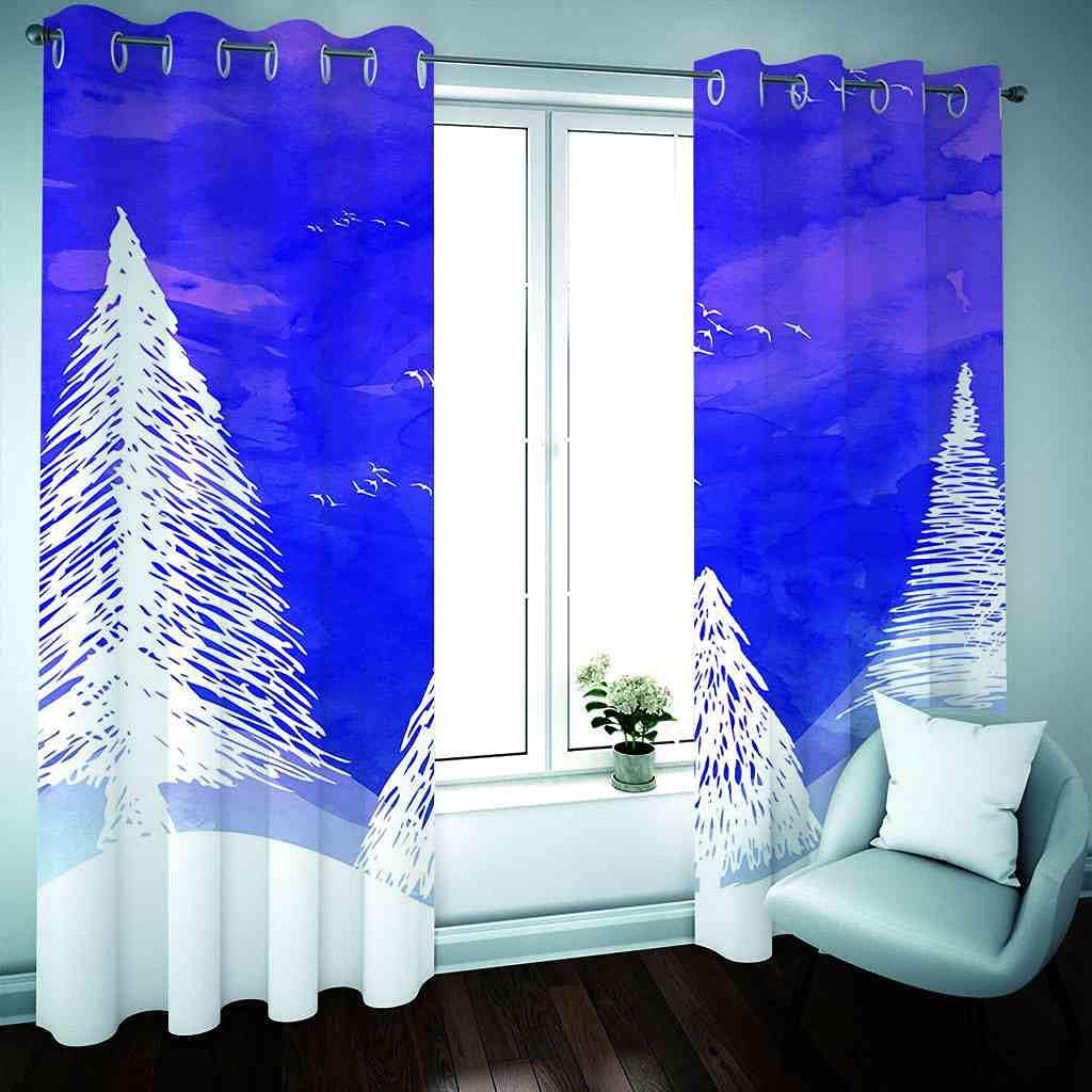 Modern Blackout Curtains with Eyelet 3D Printed Thermal Insulated Window Treatments Purple Sky Forest Landscape Living Room Bedroom Window Drapes 2 Panel Set 72" X 108" (2XW66"xL90")