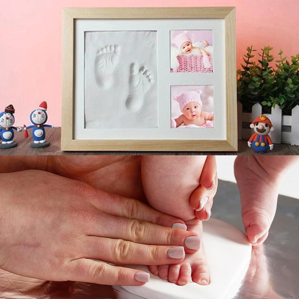 Kit d'Empreintes de Bébé Argile 3D pour Mains et Pieds, Argile Molle, Cadeau Naissance 2PC