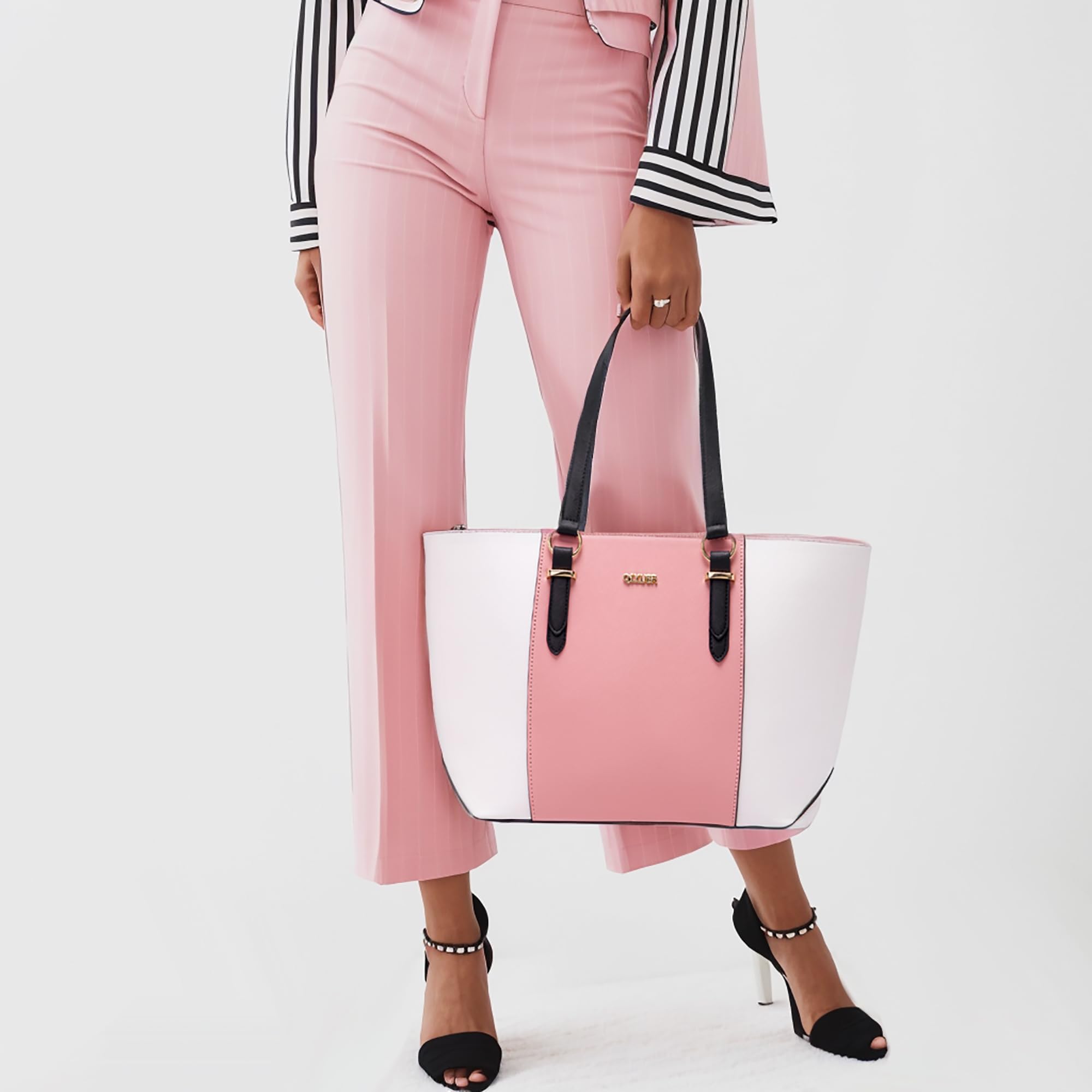 Juego de bolsos y carteras para mujer, bolsos de hombro, asa superior, bolsa de trabajo con cartera a juego, 3 piezas