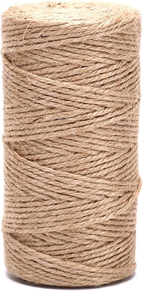 Cuerda de cuerda de yute natural, 50/80/100 metros Cuerda de cuerda de yute vintage natural Cuerda de cuerda Cuerda de arpillera Artesanía Costura DIY Cáñamo de yute Decoración de fiesta de boda (Colo