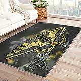 SUWALI Teppich Wohnzimmer Schmetterling - Pflanzen Teppich Schlafzimmer Flauschig Weich Kurzflor Waschbarer Teppiche für Kinderzimmer Esszimmer Wohnzimmerteppich - 120x160 cm