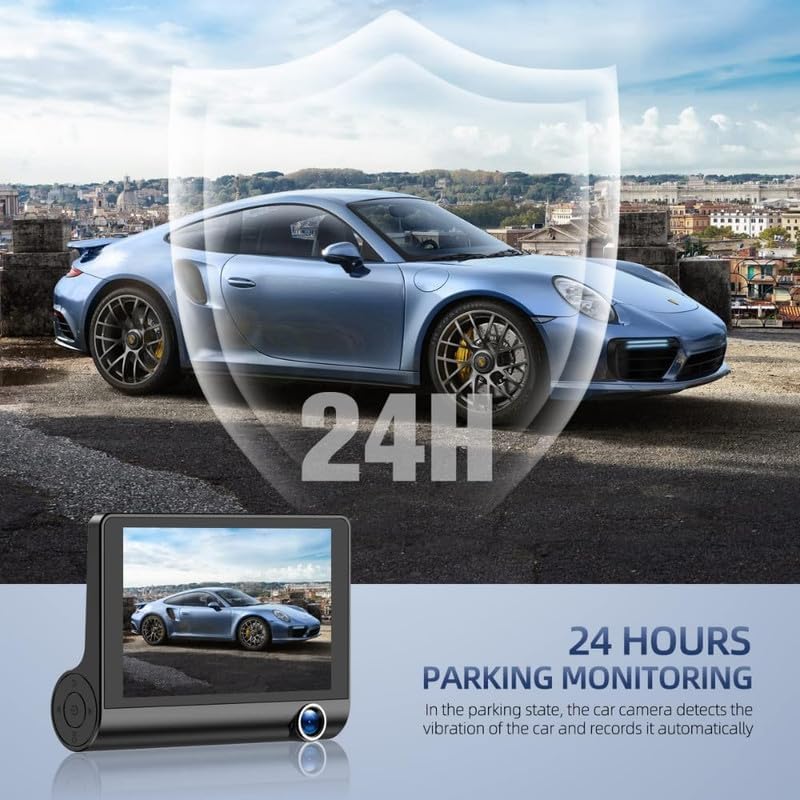 Image of DRUMSTONE ( 2026 Brings 15 Years GAURANTEE ) 3-Way Full HD Dash Cam with Front, Cabin & Rear Recording | G-Sensor, Smart Exposure, Loop Recording, Parking Monitor & Rear Camera for 24 /7 Protection