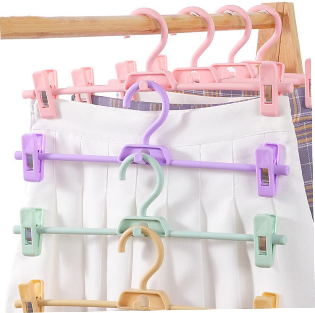 Kleiderbügel Kleiderhaken, 10-teilige Garderoben-Hosenbügel-Clips, Mehrzweck-Aufbewahrungsbox