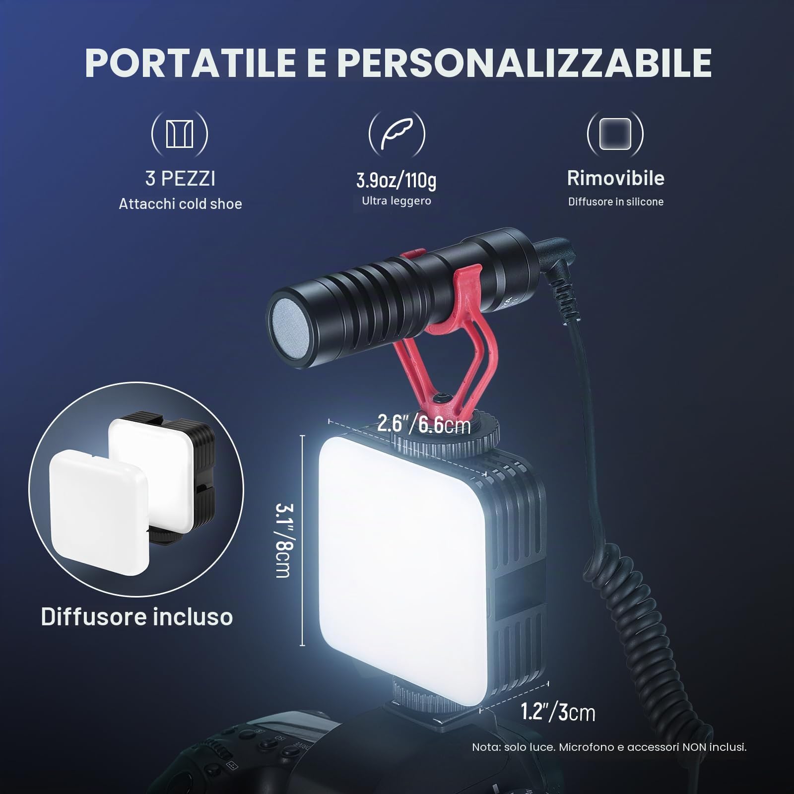 NEEWER Luce Fotocamera RGB Magnetica, Piccolo Pannello Video LED RGB61 a Colori 360° con 3 Cold Shoe, CRI 97+, 20 Modalità Scena, 2500K-8500K, 2000mAh, Illuminazione Selfie Portatile per Foto Video