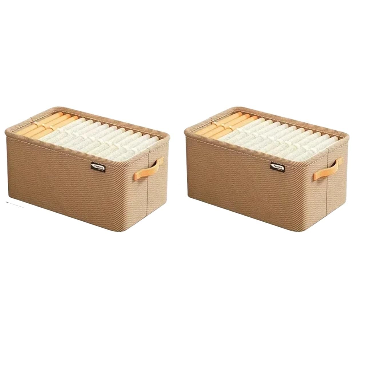 LADFRTYU Sock Storage Box Wardrobe Organizer Box For Storage In The Closet Underwear Drawers Bedroom Cabinet Socks Bra Pants(Khaki XL 2PCS)