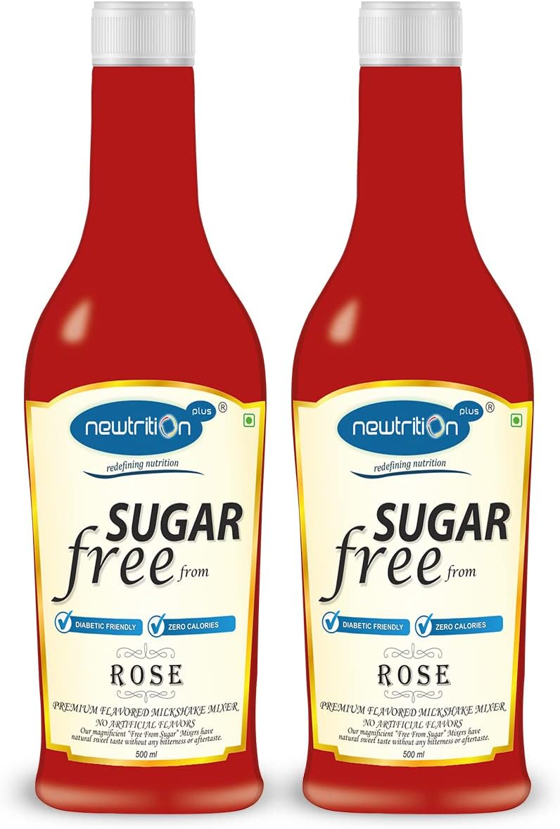 Newtrition Plus Redefining Nutrition Sugar Free Rose Milkshake Mixer Syrup (Pack of 2) | Sugar Free | Zero Calories | Zero Carbs | Vegan | Gluten Free