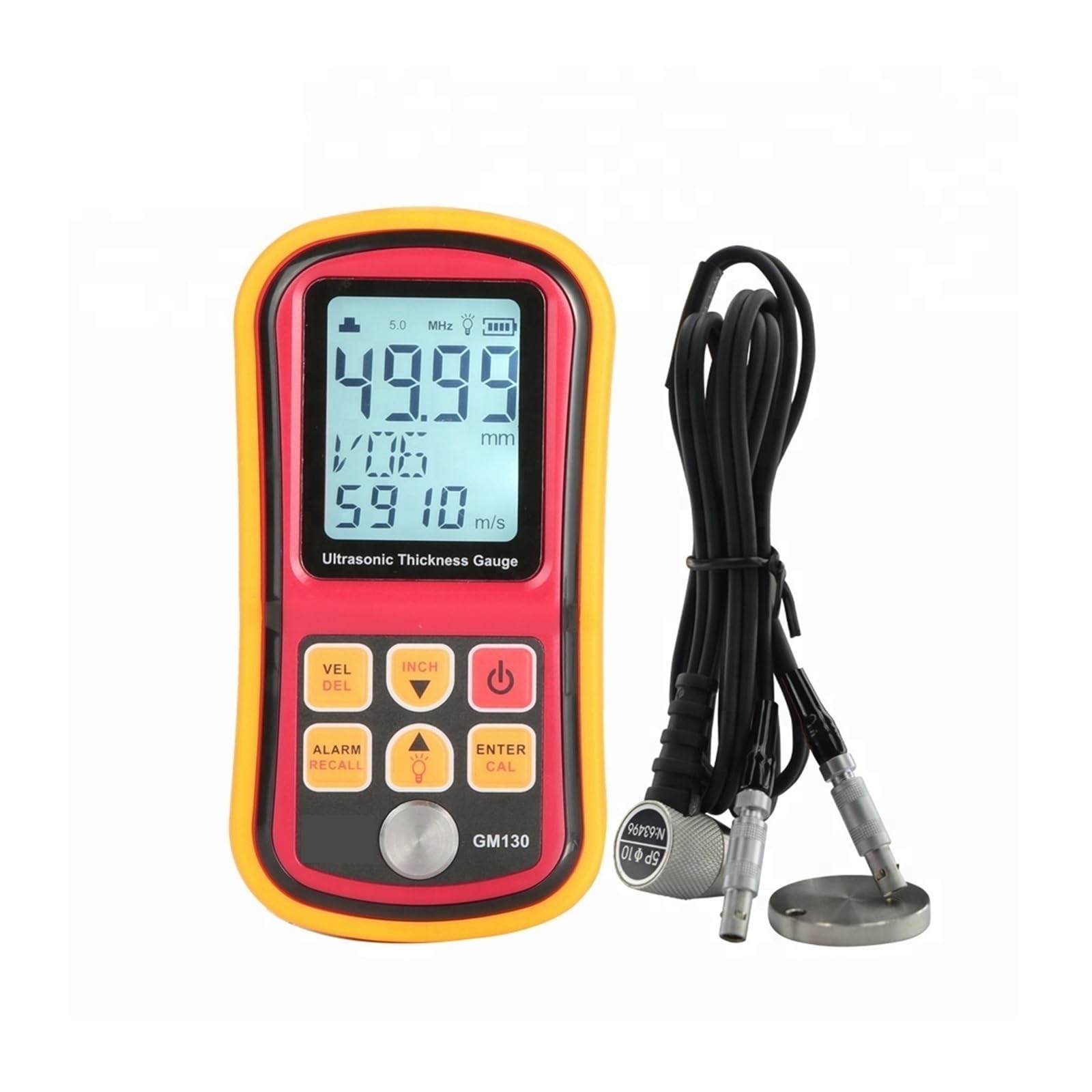 GM130 Digital Ultrasonic Thickness Gauge Metal Meter Tester Alarm 1.00-300.00mm(Steel) for Industrial Inspection
