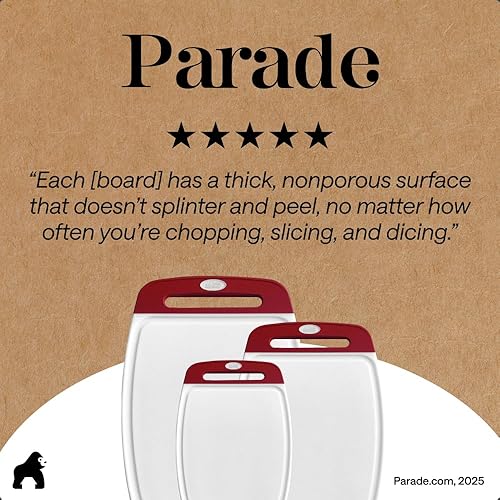 Miniatura 9 de La tabla para cortar original GORILLA GRIP (TM), antiderrapante, reversible para cortar y servir queso. Potente tecnología de agarre, sin BPA