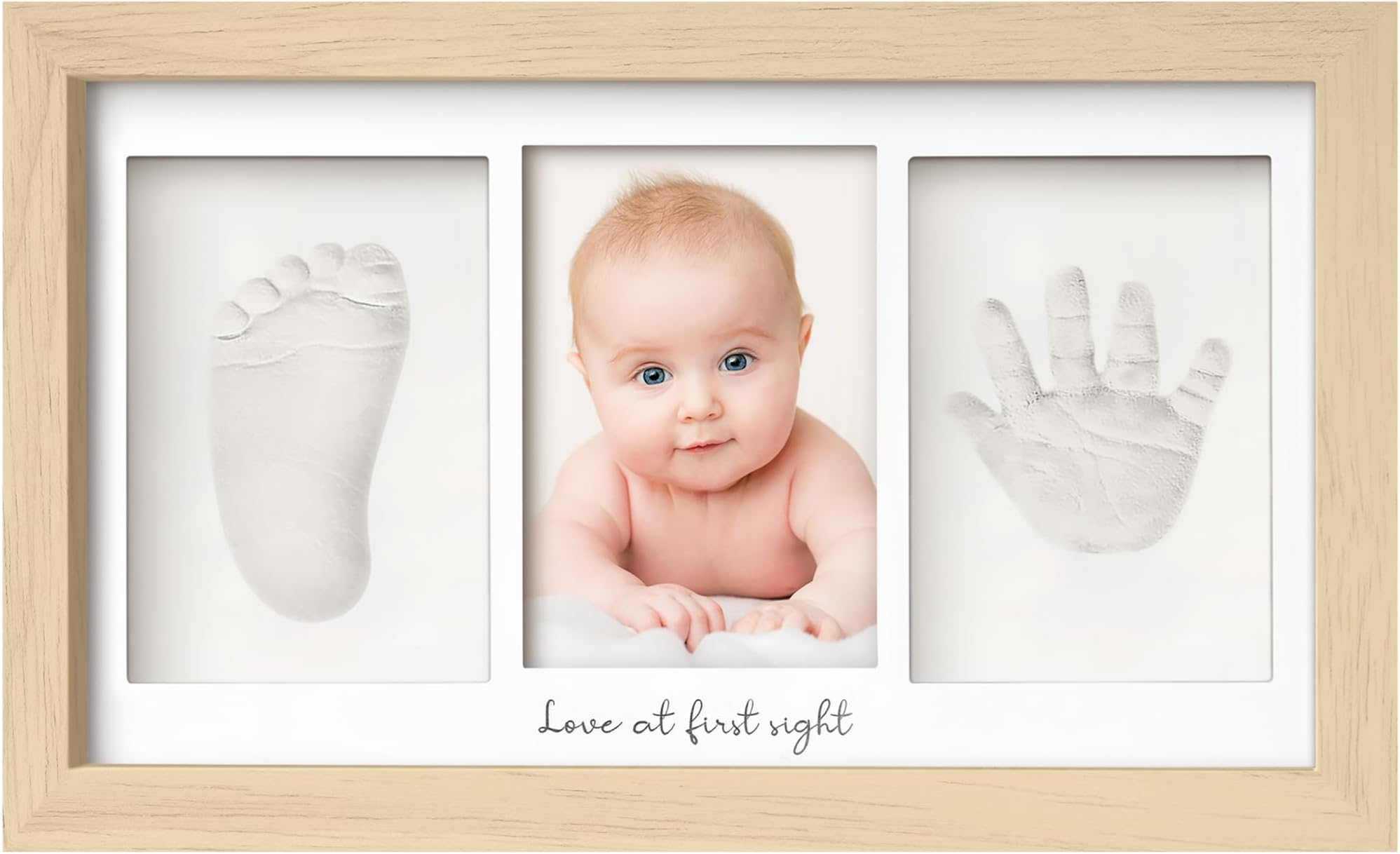 KeaBabies Baby Hand and Footprint Kit - Clay Handprint Keepsake Frame, Newborn Nursery Picture Frame, Personalized New Mom Gifts for Shower & Registry, First Mother's Day (Ash Wood)