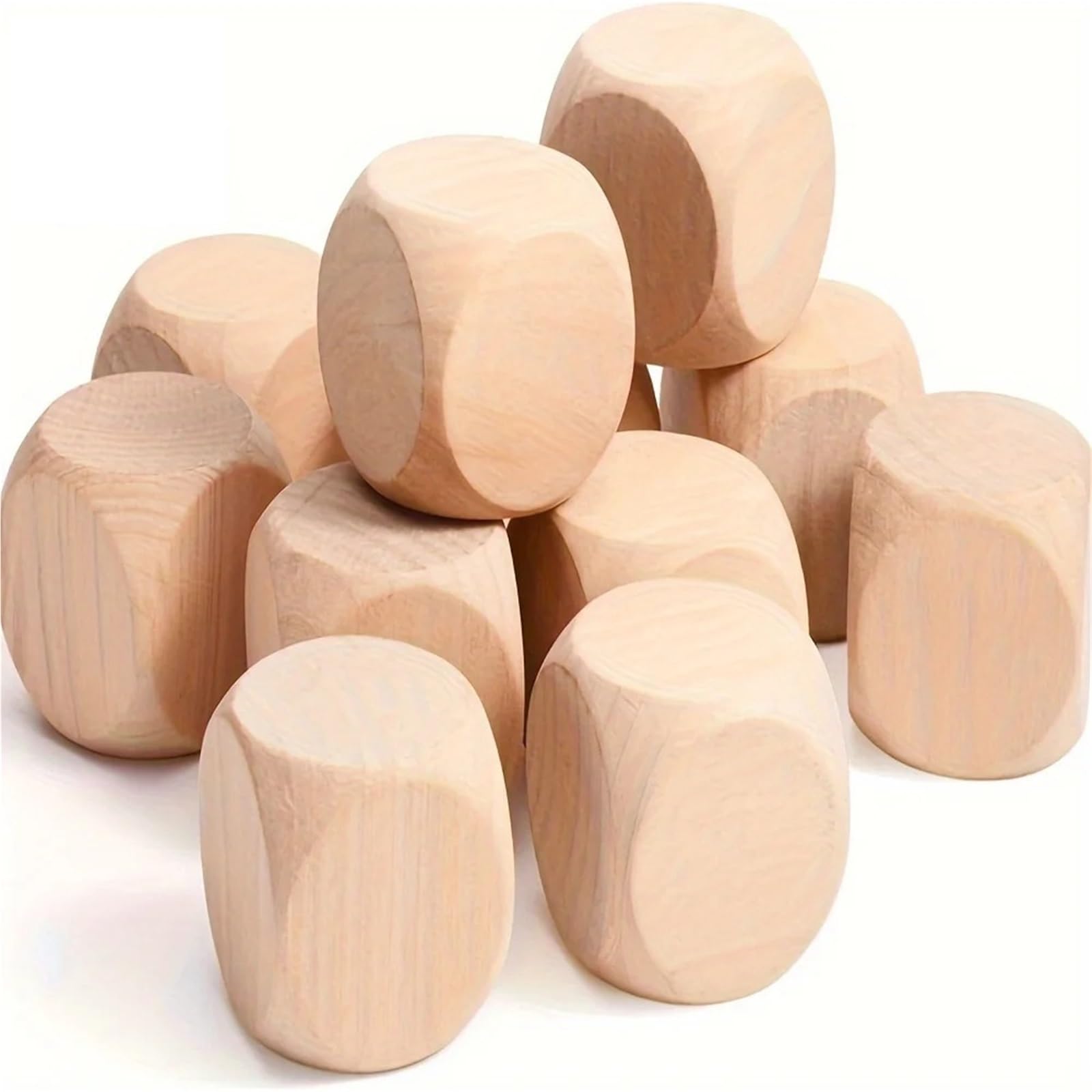 zyrqon 100pcs Premium Wooden Dice Blank DIY Craft Cubes with Rounded Corners for Creative Projects, Jewelry Making & Decor 2CM
