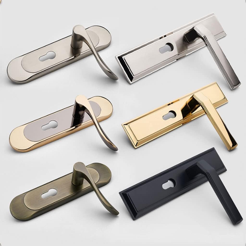Door Knob Lever Indoor Door Levers Used for Wooden Door Lock Door Handle/with Key for Laundry Room Hallway Closet Office Doors Door Lock with Handle (Color : Brushed Color Side Hinge)