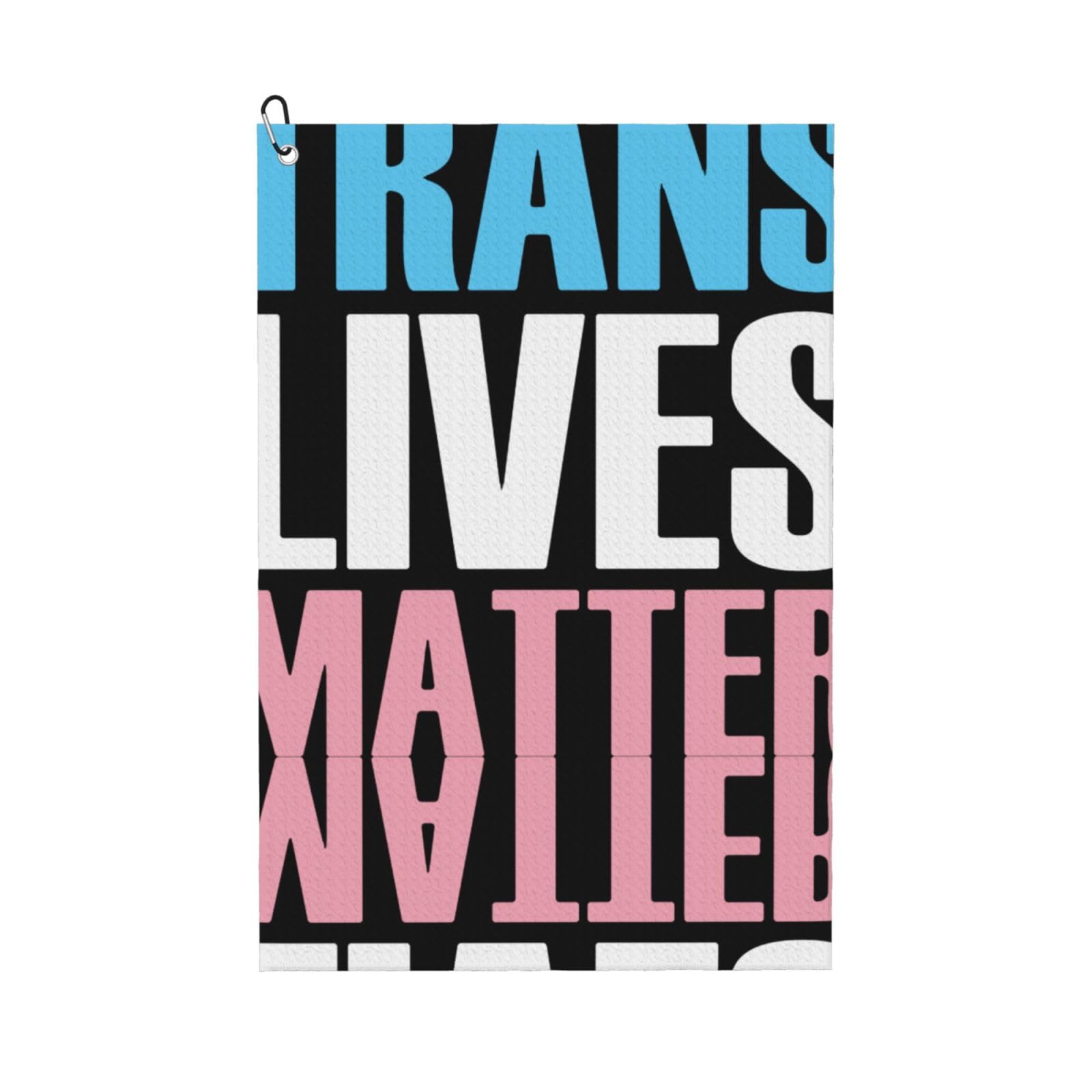 peiyeety Trans Transgender Lives Matter -LGBT Proud Microfiber Golf Towel with Carabiner Clip, 16x24 Inch Absorbent Waffle Weave Towel for Golf Bags