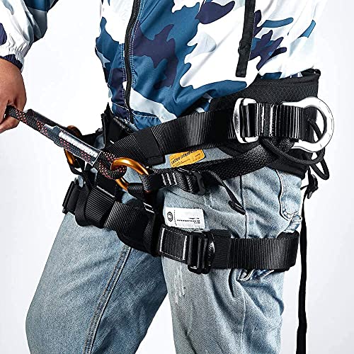 CroSight Climbing Seat Belt, Caving, Rock Climbing and Rappelling Equipment, Body Guard Protect, Rappelling Rescuing Equip, Black