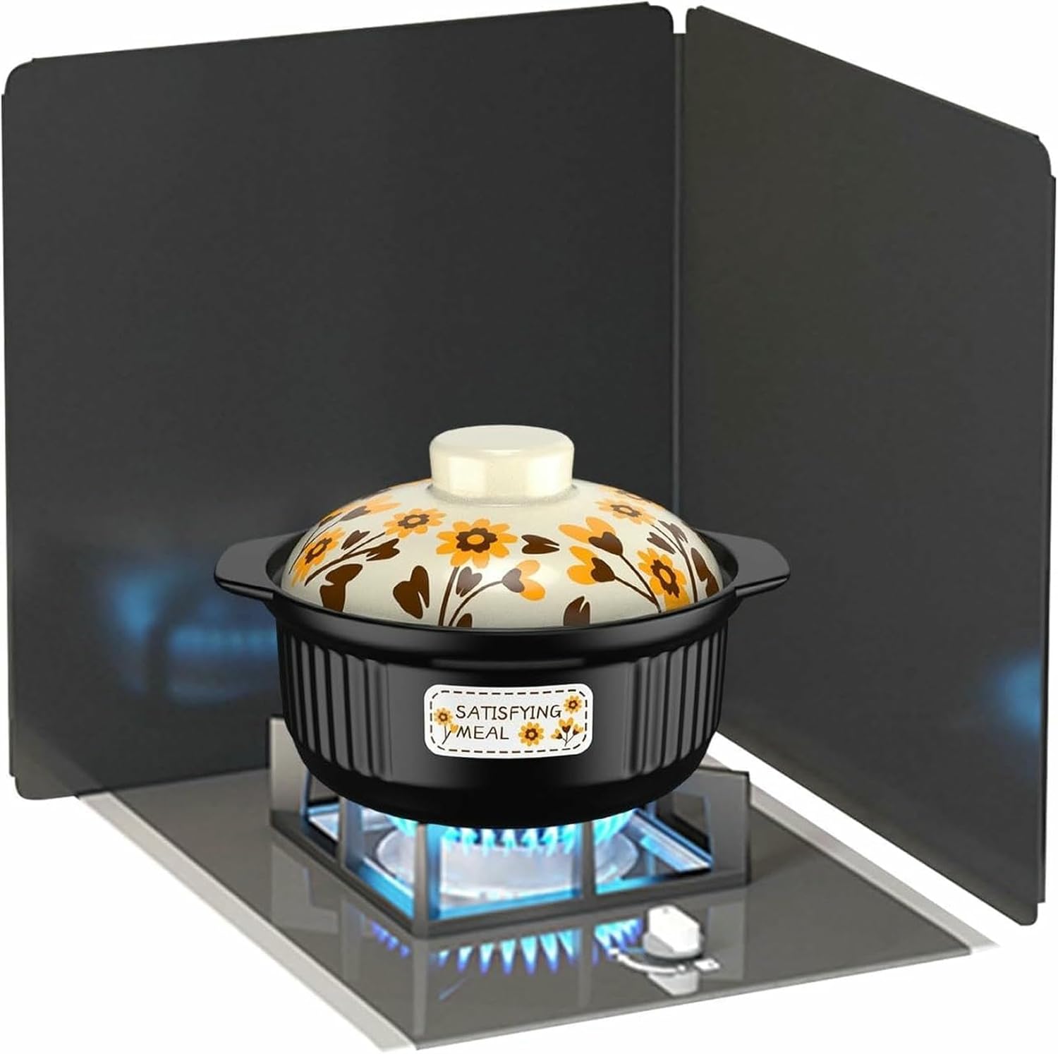 Foldable Stainless Steel Grease Splatter Screen, Non-Stick 3 Sided Splatter Guard, Cooking Frying Oil-Proof Splash Kitchen Tool