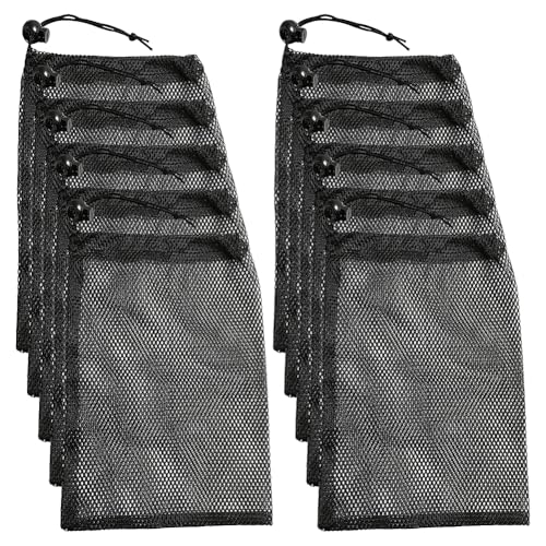 10 Pcs Black Mesh Drawstring Bags Small Nylon Net Bags Small Travel Stuff Sacks Nylon Storage Sacks Extra Small Mesh Laundry Bags with Cord Lock Closure for Sport Beach