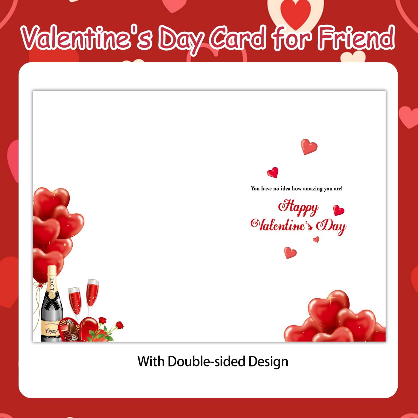 HOWAF Valentines Card for Friend Valentine's Day Card Friend Valentine's Card Best Friend Valentine Card - Image 4