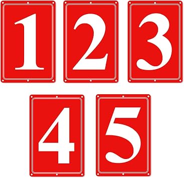 Premium Aluminum Number Signs 1-5, Metal 12" X 8" Numbered Signs Outdoor for Parking Lots, Floor, Dock, Court, Aisle, Field, High Visibility, No Fade, Weather-resistant