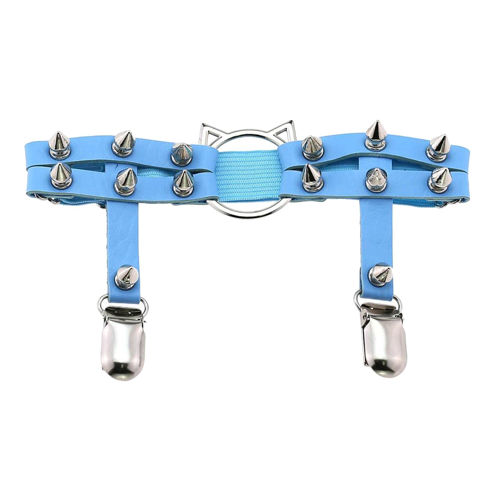 nivaa Women Leather Leg Ring Garter Belt Elastic Punk Rivet Thigh Suspender Blue-picture-35