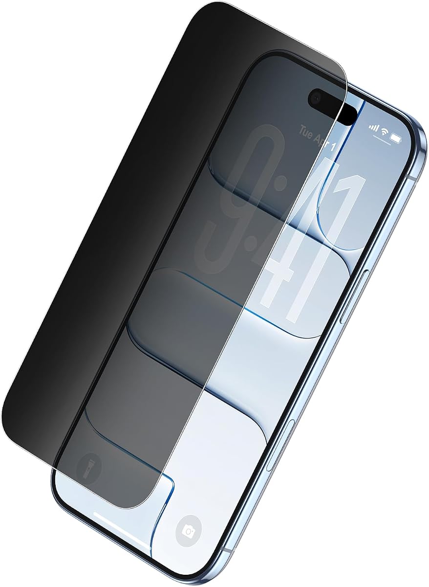 ScreenForce InvisiGlass Privacy Screen Protector for iPhone Air, Scratch-Resistant Impact Protection w/Included Easy Align Tray for Bubble Free Application - Made with Recycled Glass