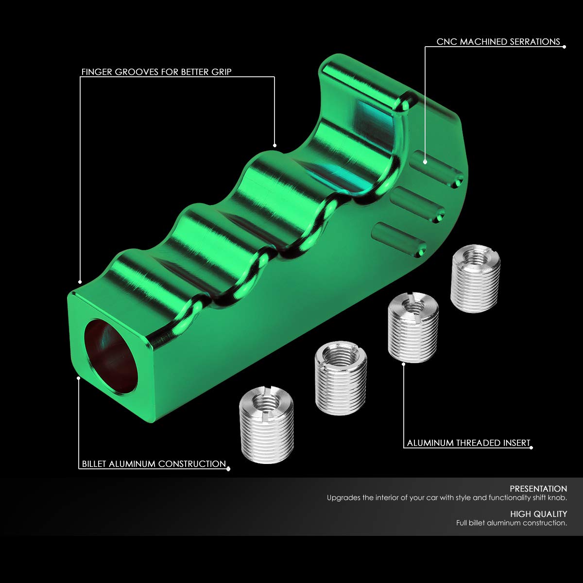 Auto Dynasty Aluminum Gun Handle Pistol Grip Car Manual Transmission Shift Knob Shifter Lever, Universal Fit, Green