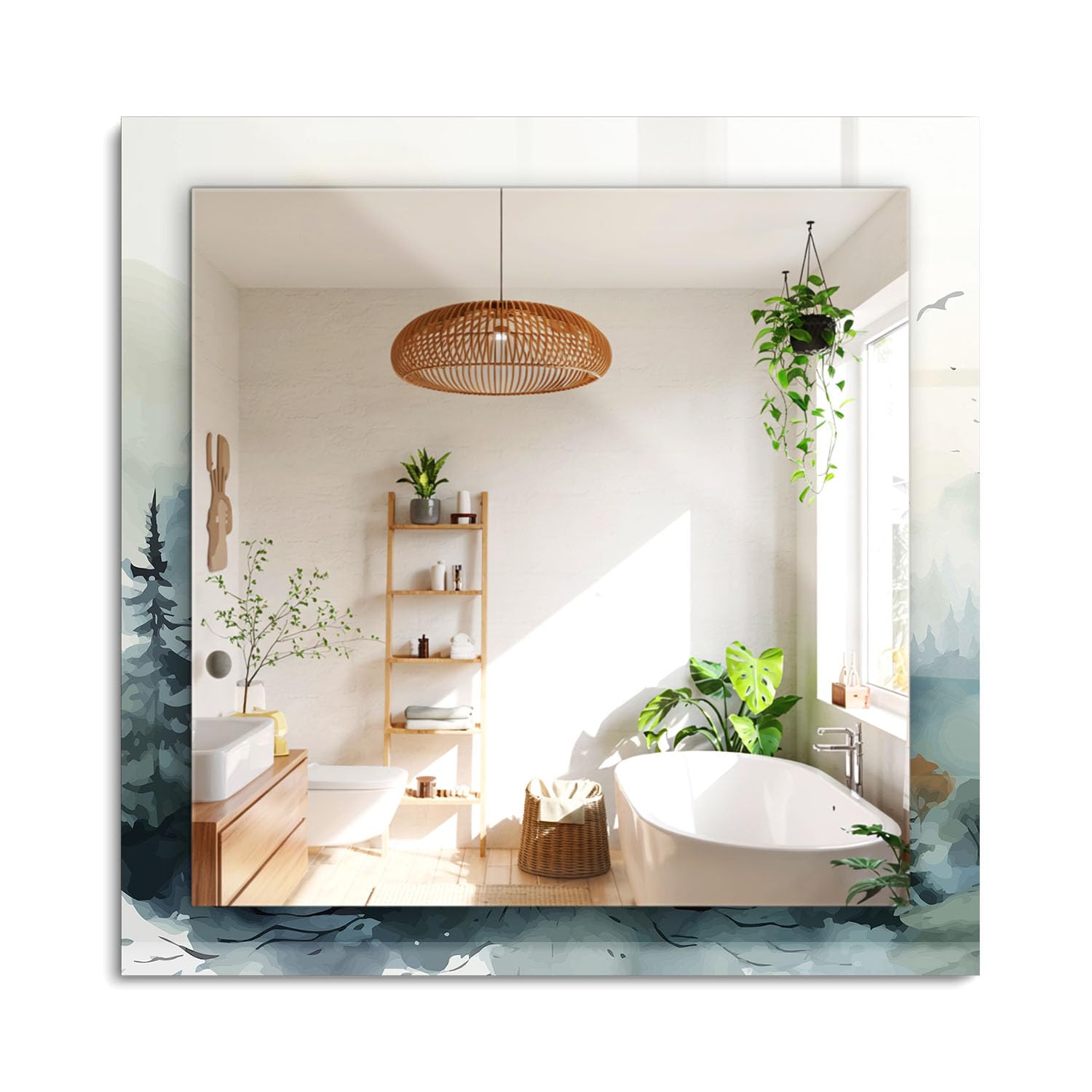 Grand miroir rectangulaire pour agrandir une pièce sombre 60x60cm