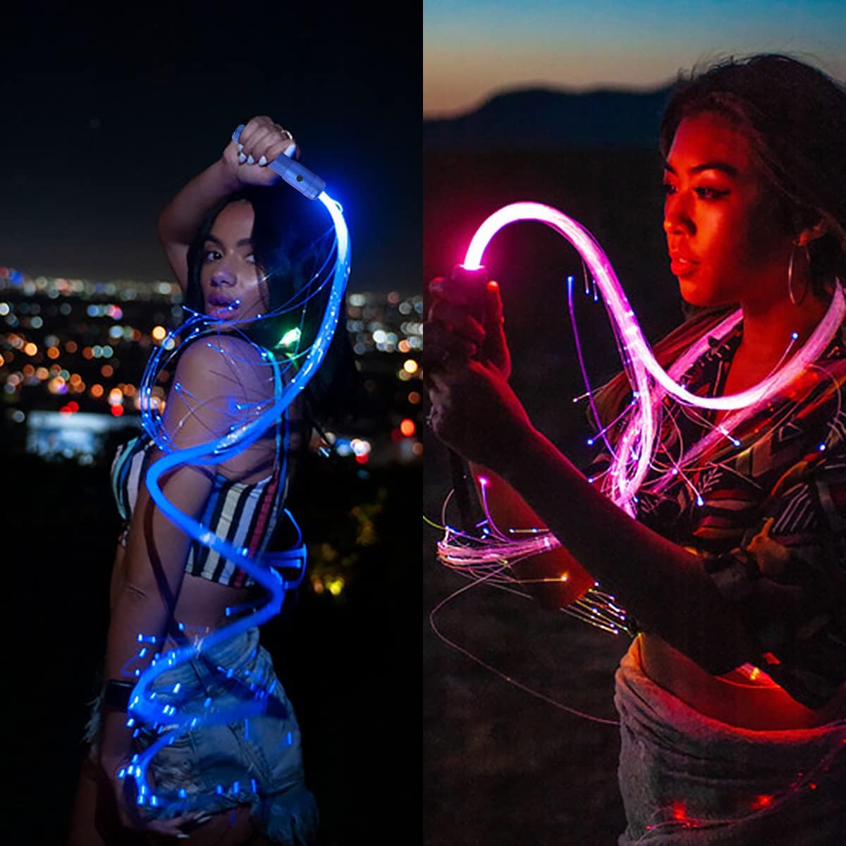 AKEPO Fiber Optic Whip Space Dancing Whip, Rechargeable LED Whip Light Rave Toy 5.9ft 10 Colors 36 Effect Modes 360° Swivel for Party EDM Music Festivals Art Light Shows Stage Carnival