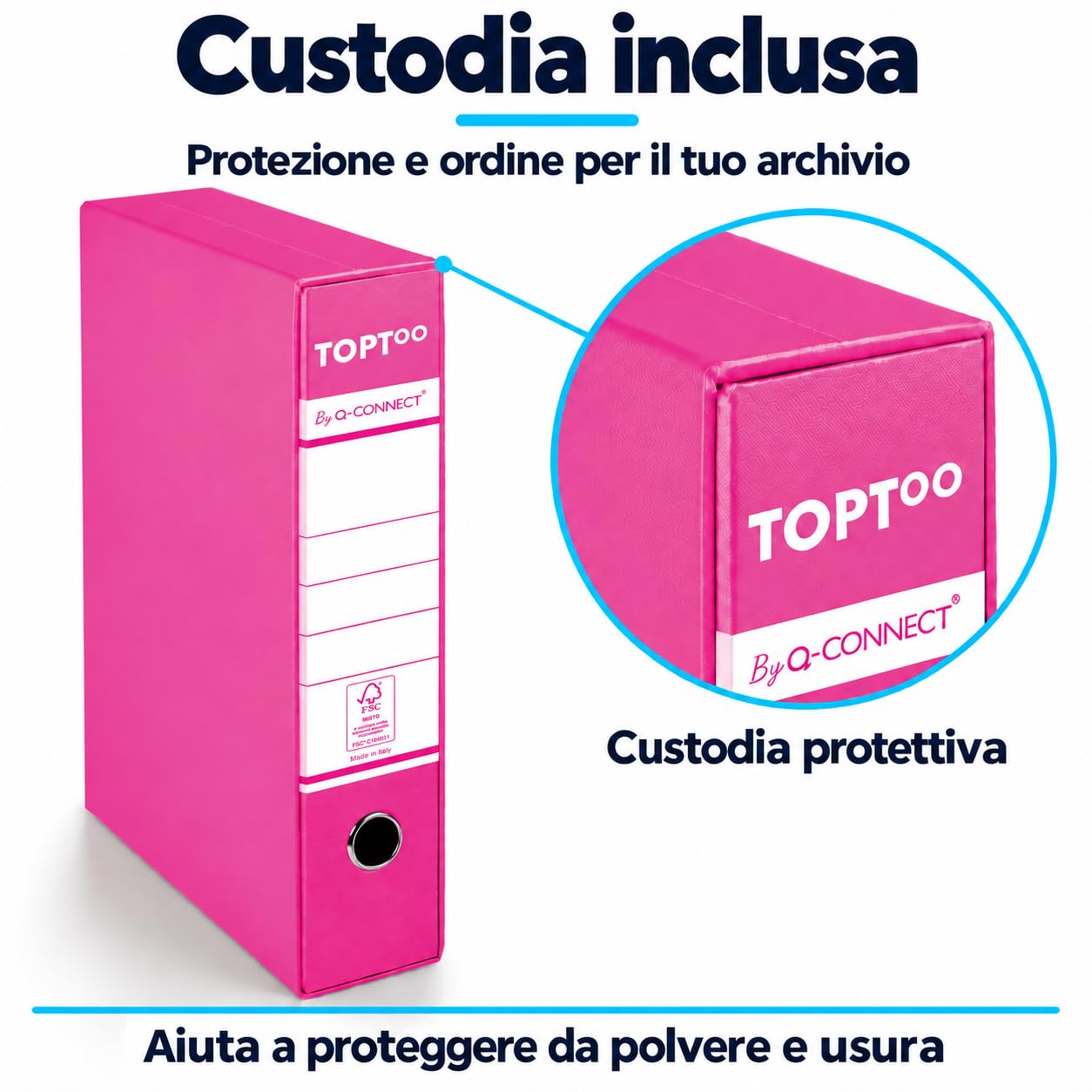 Registratori Protocollo con Custodia Confezione da 9 Pezzi Dorso 5 cm 28,5 x 35 cm Magenta FSC 0201042/PM.CL