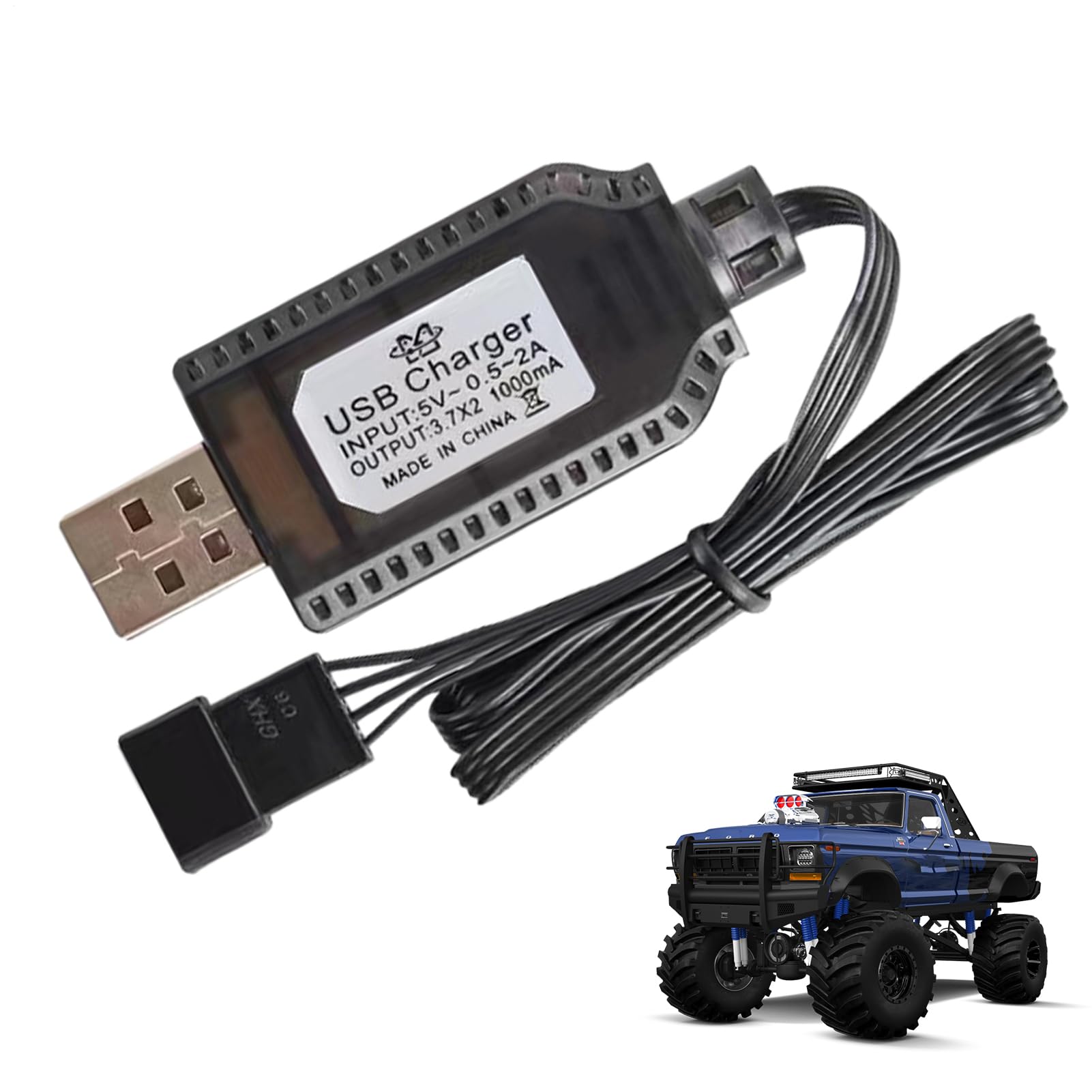 Cargador USB De Batería Litio 7.4V 1000mA Con Conectores SM-2P/3P/4P | Para Drones RC, Coches, Aviones Y Barcos