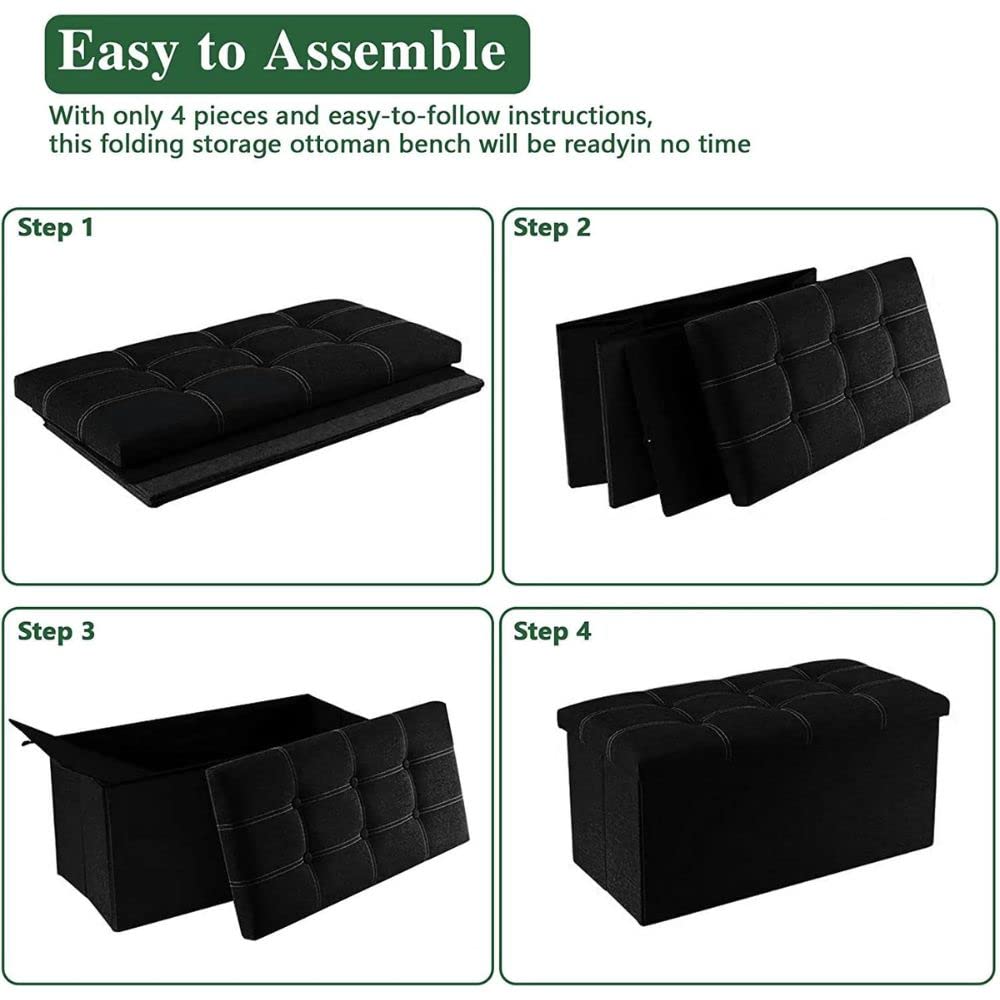 PASHANDOZ Storage Ottoman Bench | Footrest Stool Ottoman with Storage and Sitting Bin Boxes for Storage Long Ottoman Bench with Storage Ottoman Stool with Storage for Living Room (Purple) 4