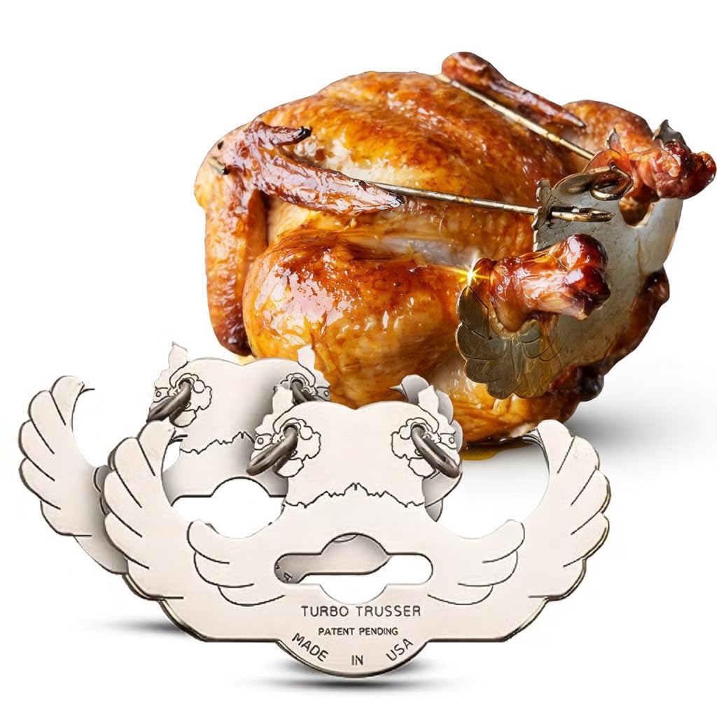 Turbo Trusser for Cornish Hen I Cooks Evenly & Makes Meat Juicier I Easy-to-Use Stainless Steel & Dishwasher Safe I for Ovens, Smokers, Roasters, Grills, Rotisseries, & Deep Fryers I 2 Pack