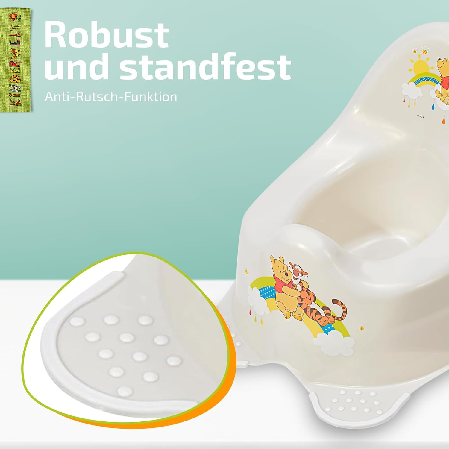 3er Set: Perla Premium Disney Winnie The Pooh Perla Blanco Kinder-Toilettensitz+Taburete Escalón+Orinal Reductor