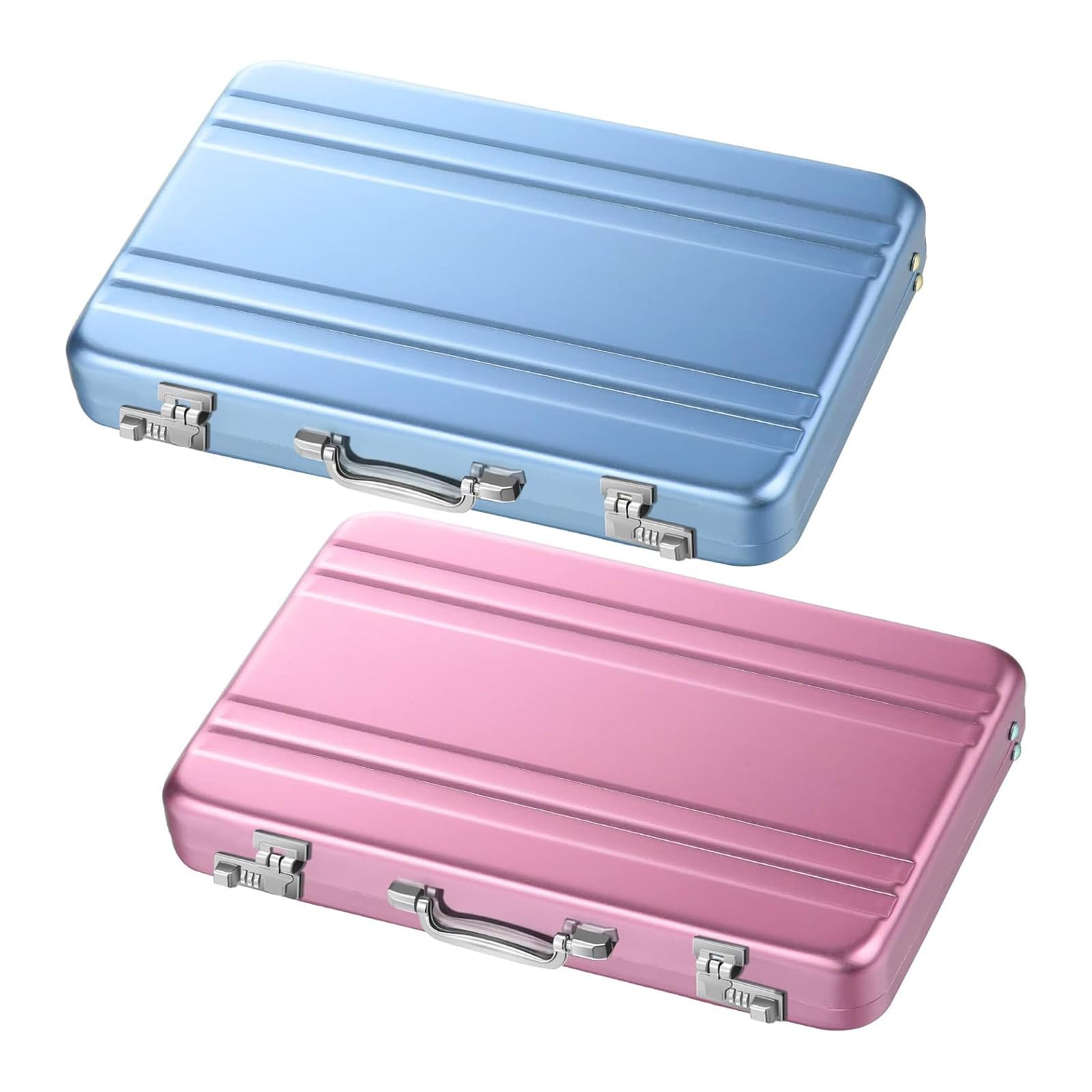 Hsioluted B 2Pcs Metal Usiness Card Holder 3.86X2.52inch Light Weight Portable Aluminum Alloy Name Card Case For Daily And Travel Aluminum Name Holder