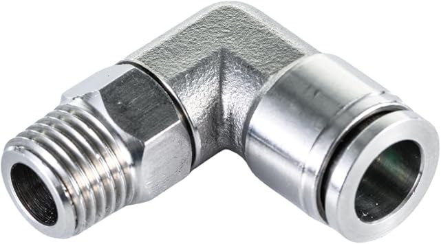304 Stainless Steel Metal Joint Fitting - 1/4" Tube to 1/4" Male Thread 90 Rotating Elbow Adapter for Pneumatic & Pipes 1 Pack