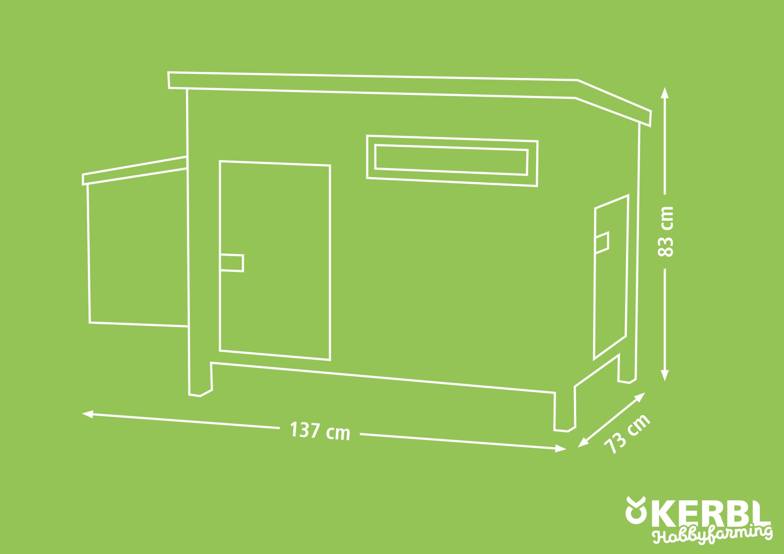 Kerbl Hobbyfarming Eco Establo de plástico para gallinas, conejera para Pollos, 137x73x83cm, Resistente a la Intemperie, Material sostenible, fácil de Limpiar, Duradera