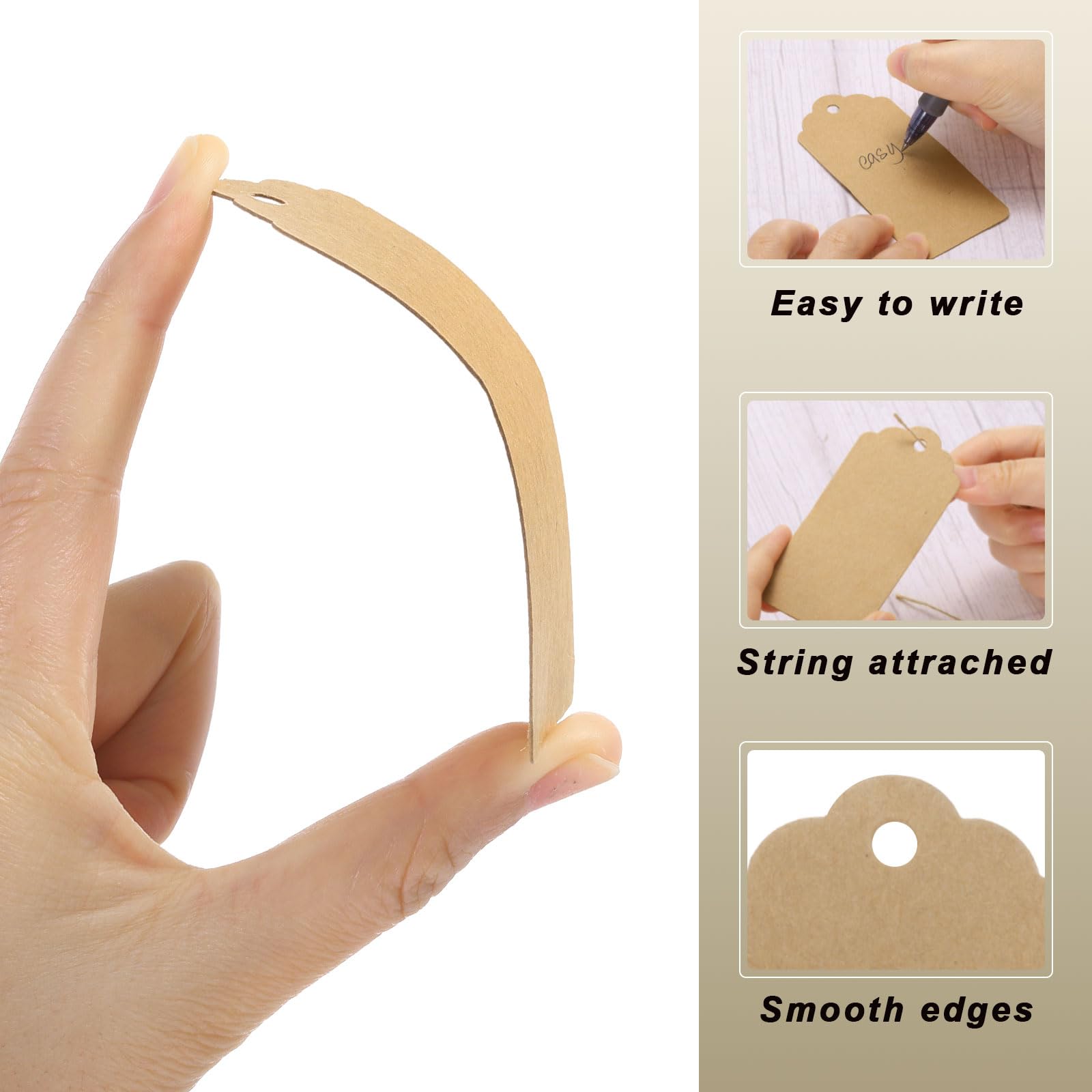 100Pcs Kraft Paper Gift Tags With String - 2x2 Inch Five-Leaf Flower Labels For Crafts & Gifts