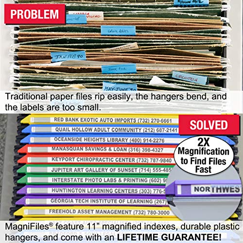 Ultimate Office Magnifile Hanging File Folders V- Bottom Letter Size With 11 Inch Magnified Indexes That Double The Size Of Your File Titles To Find Files Fast. (Set Of 5 Frost) #TOP1