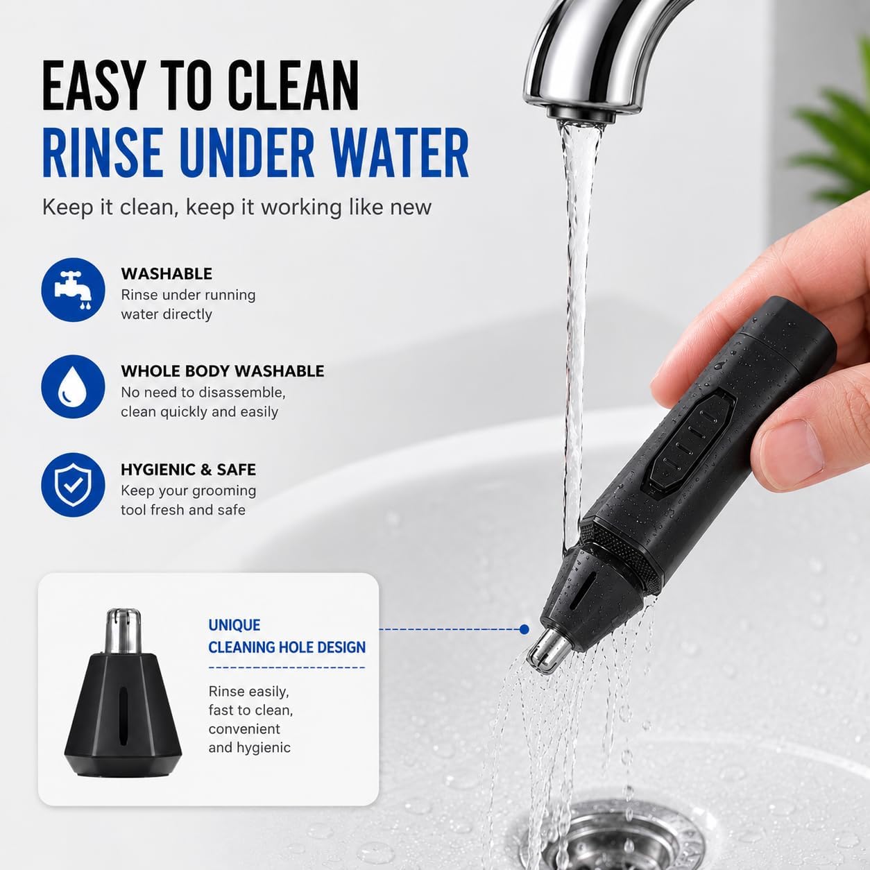 Oogway Master® Nose Hair Trimmers for Men, IPX7 Waterproof Ear and Nose Hair Cutter Remove Clipper, Dual Edge Blades for Easy Cleansing, Portable Electric Eyebrow & Facial Grooming Kit Painless