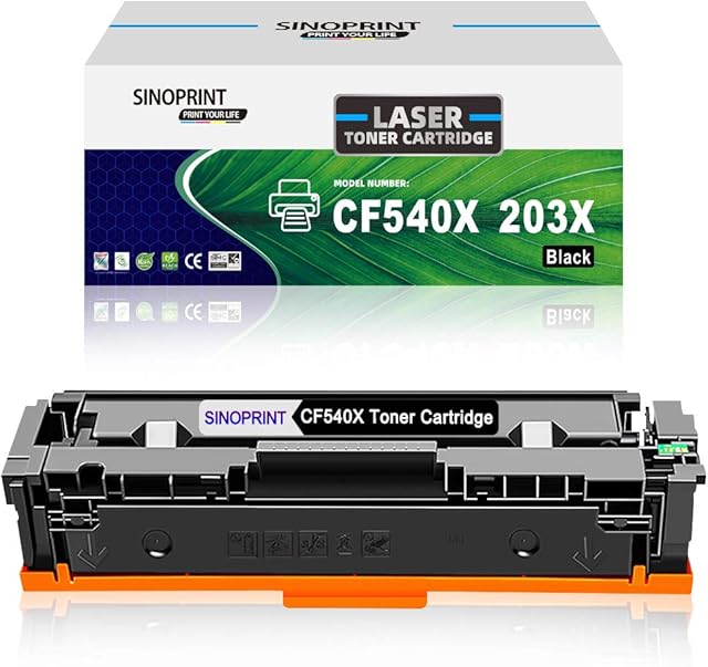SINOPRINT CF540X Compatible Toner Cartridge for HP 203X CF540X HP203X 203A CF540A Black for HP Color LaserJet Pro MFP M281fdw M281fdn M280nw M281cdw, Pro M254dn M254dw M254nw HP203A (1-Pack, Black)