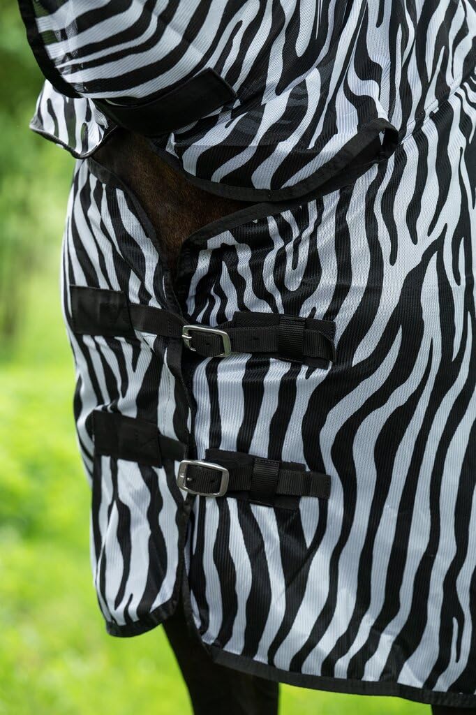 HKM Zebra Manta Anti-Moscas con Cuello Blanco/Negro 145