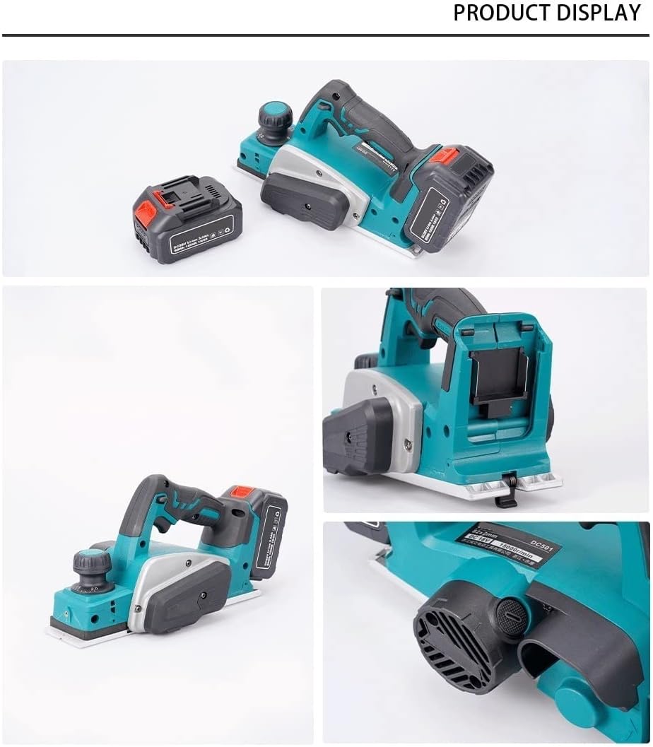 Cordless Electric Planer, 15000rpm Electric Router Trimmer with Wrench Wood Cutting Machine Woodworking Tool MINGPING (Color : Without Battery, Size : -UK)