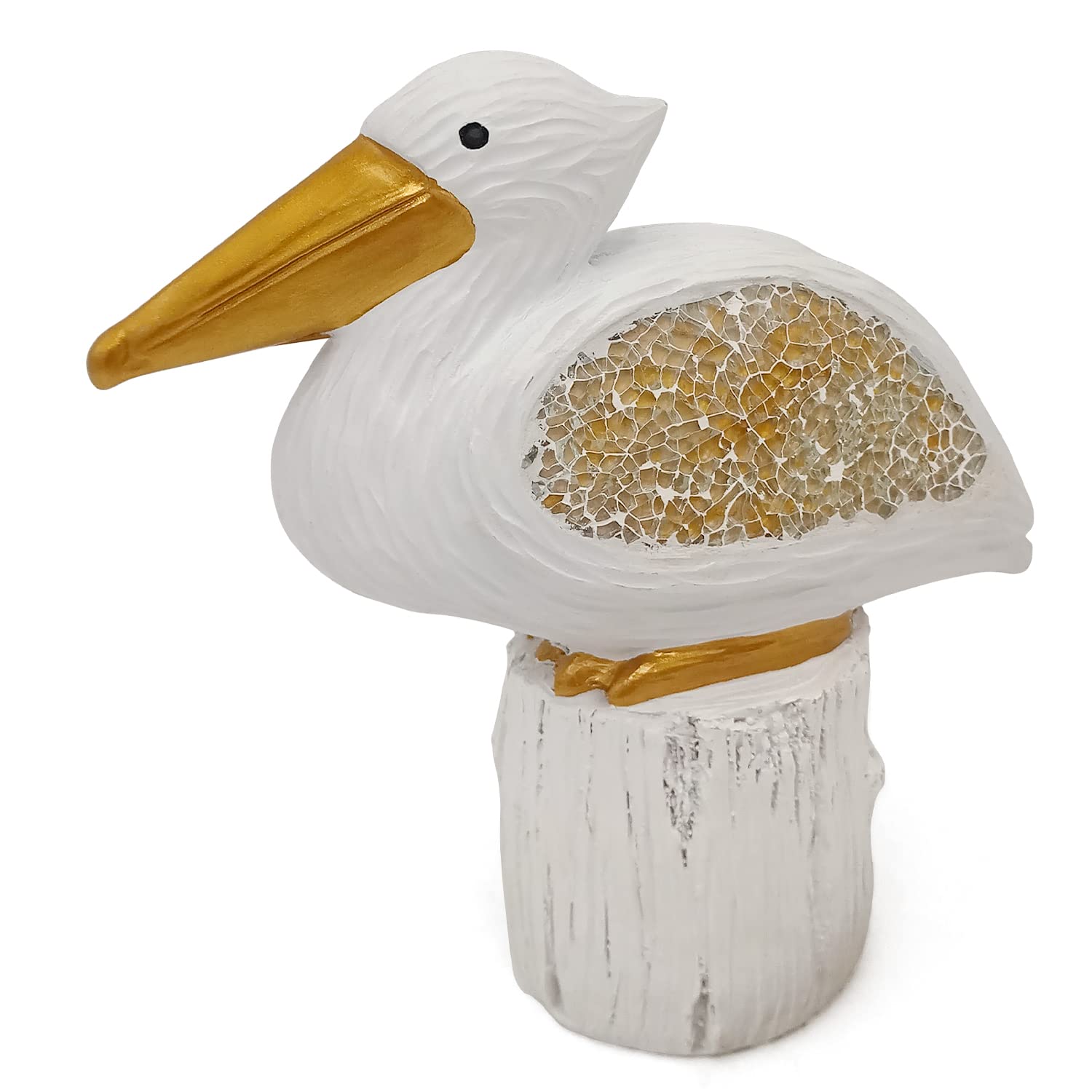 Usupgift Resin Pelican Gold Bird on The Stake with Glass Wings Statue Figurines (5.0"X4.7"X 2.2") for Gifts Home Bathroom Living Room Garden Desk